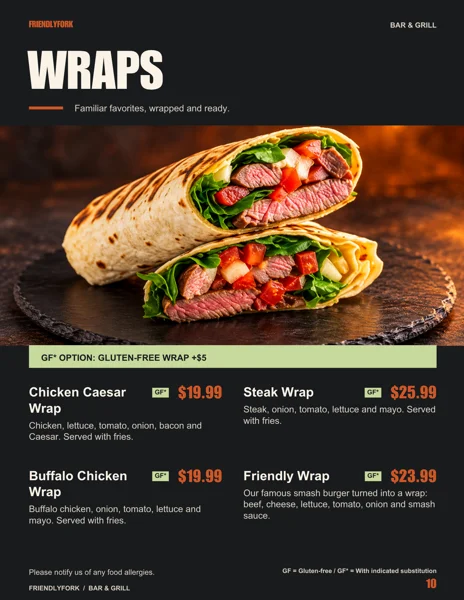 New Friendly Fork menu: Wraps