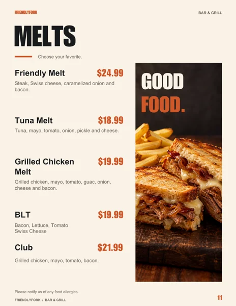 New Friendly Fork menu: Melts