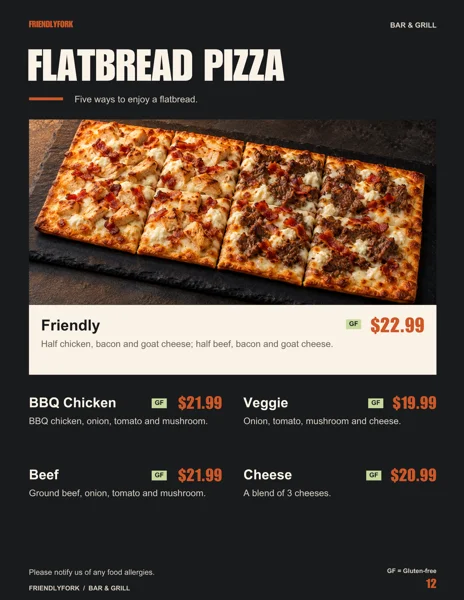 New Friendly Fork menu: Flatbread pizza